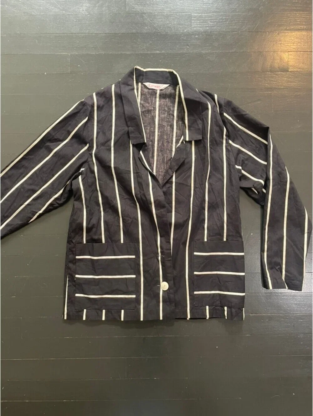Vintage Lerner Black White Striped Lightweight Blazer